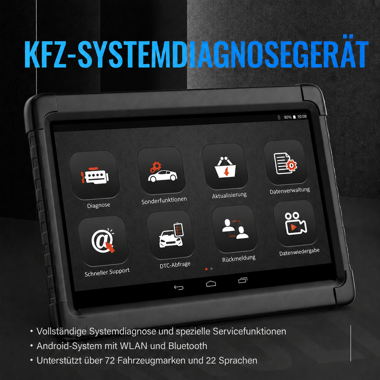 Professionelles 10,1″ OBD2-Diagnosegerät mit Bluetooth