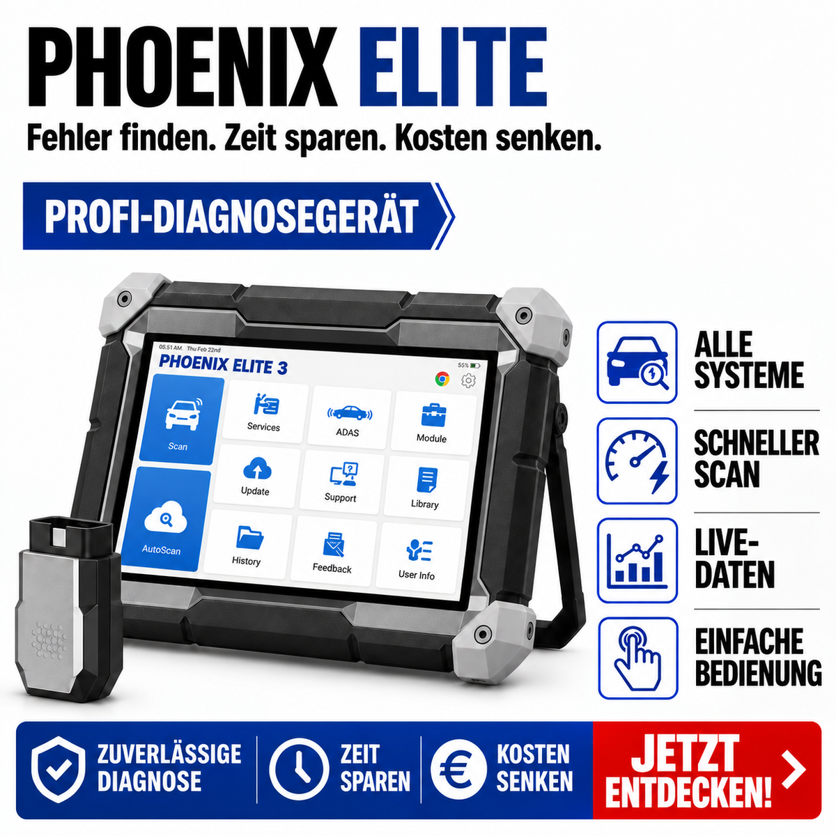 Professionelles Kfz-Diagnosegerät Phoenix Lite 3
